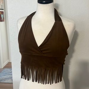 Brown suede halter top